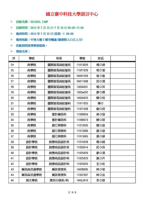 2015ESL Camp營隊名單圖片