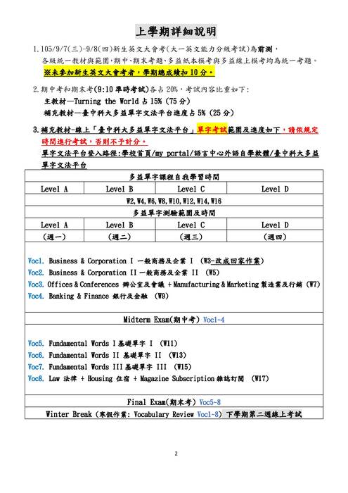 日間部大一英文評分標準圖片