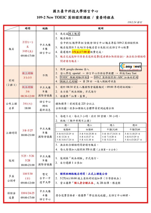 【課程】109-2 New TOEIC 英語證照班 X 簡章圖片