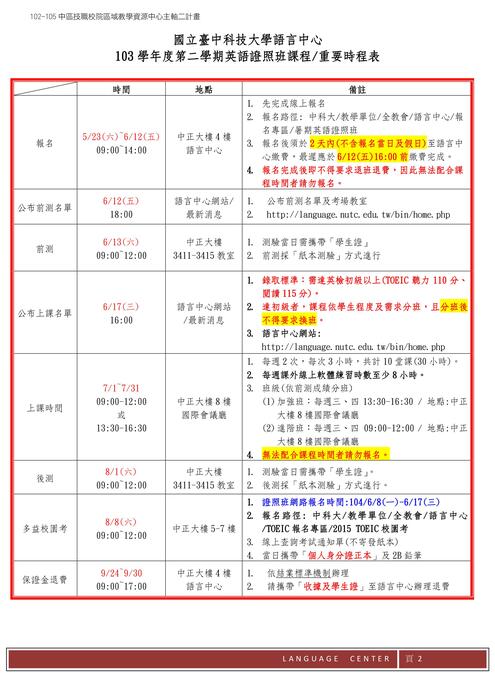 【課程】103-2暑期多益英文證照班密集訓練課程圖片